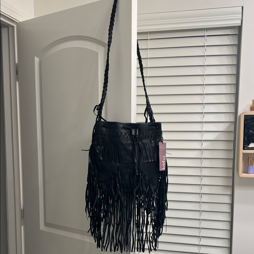 Kooba Black Fringe Crossbody Bag Coachella